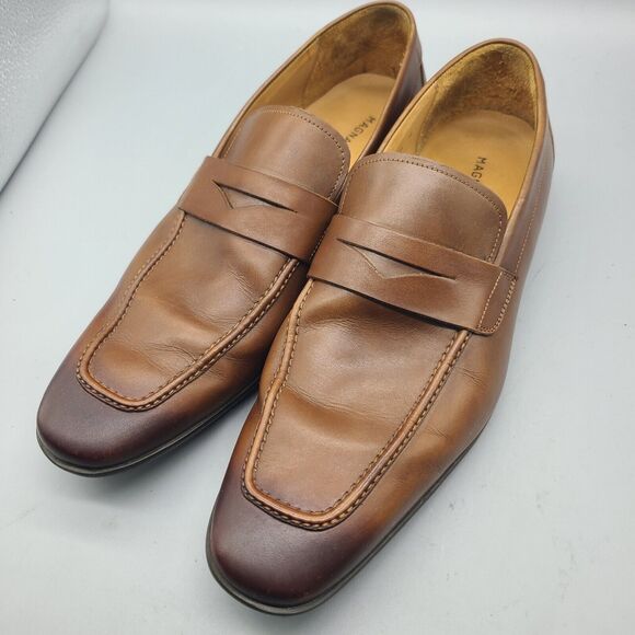 Magnanni Vince Penny Loafers Men’s 10 M Chestnut Leather Slip On Shoes main image 8